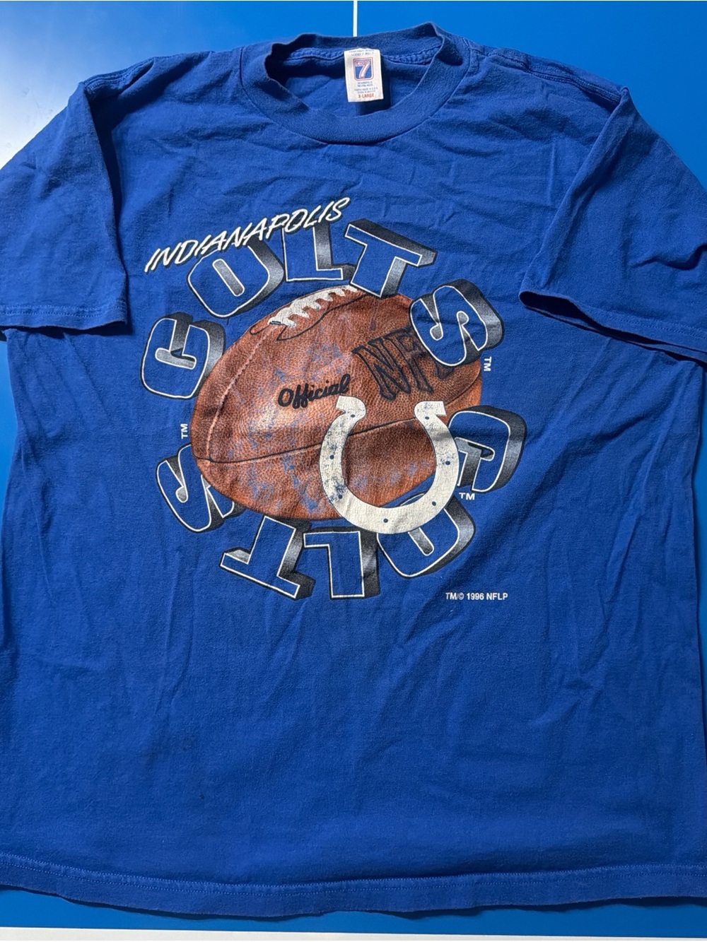 LOGO 7 Royal Blue Graphic Tee with Tag Logo